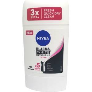 Nivea стик дезодорант, 50мл, Дамски, Invisible, Black & White, Clear