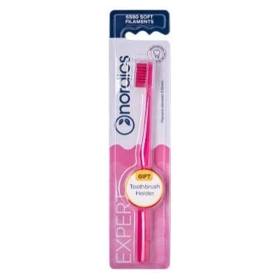 Nordics Oral Care Zubní kartáček Soft s držákem z recyklovatelného bioplastu Růžový