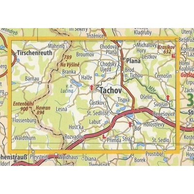 KČT 28 Český les sever - nástěnná turistická mapa 90 x 60 cm Varianta: mapa v dřevěném rámu, Provedení: Ticiago bílý