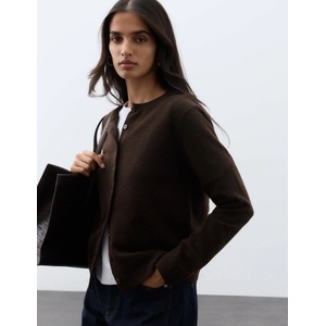 Marks & Spencer Cardigan от чист кашмир с кръгло деколте и преден копче Marks & Spencer кафяв Marks & Spencer | Kafyav | ЖЕНИ | S