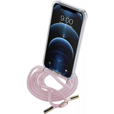 Púzdro CellularLine Transparentný zadný Neck-Case s ružovou šnúrkou na krk Apple iPhone 12 Pro