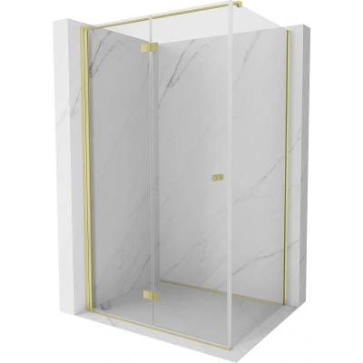 Mexen Mist-F сгъваем ляв душ кабина 85 x 70 см, прозрачно, златисто четкано (8A6T-085-070-55-00-L)