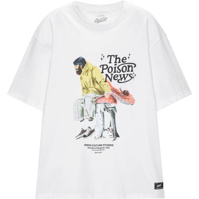 Pull&Bear Тениска 'MC NATURAL MUSIC' бяло, размер XL