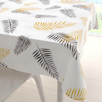 Biante bavlna ubrus Sandra SA-219 Zlaté a černé palmové listy na bílém 140x220 cm