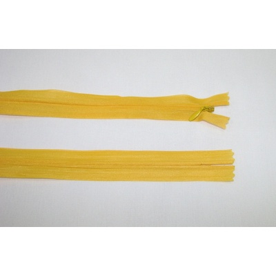 Zips krytý 3mm žltý nedeliteľný 50cm dederon