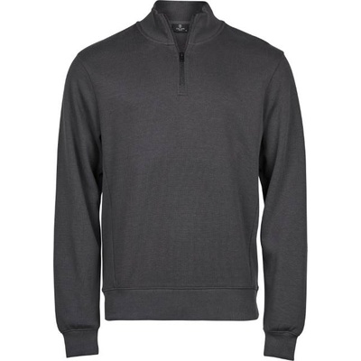 TEE JAYS tj5506 interlock / Мъжки суитшърт с 1/4 цип и оребрен край - тъмносив, размер xxxl (18550667013)