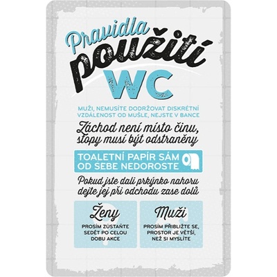 Nekupto Plechová cedule 20x30cm - WC pravidla
