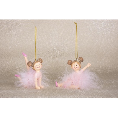MagicHome Dekorace Vánoce Baletka polyresin závěsná 9x4x7,5 cm