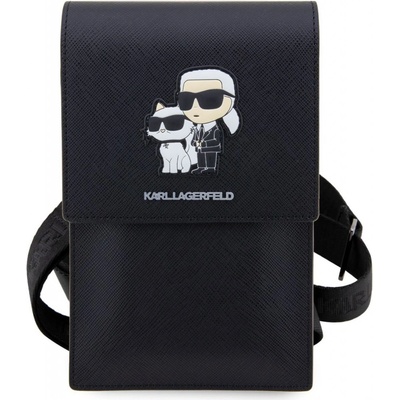 Púzdro Karl Lagerfeld Saffiano Kovové logo NFT Peňaženka na telefón čierne