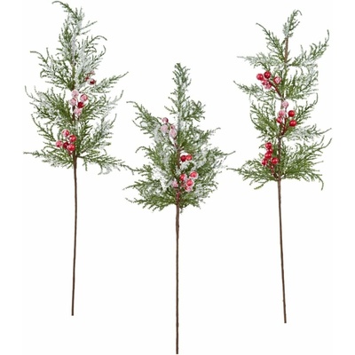 Větev z túje zasněžená 75 cm, set 3 ks