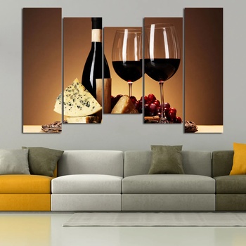 Vivid Home Декоративни панели Vivid Home от 5 части, Вино, PVC, 160x100 см, 4-та Форма №0905