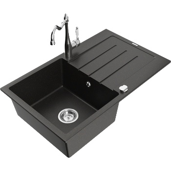 Mexen Bruno гранитна мивка с 1 отделение, отцедник и кухненски смесител Carla, (6513-75-670700-00)