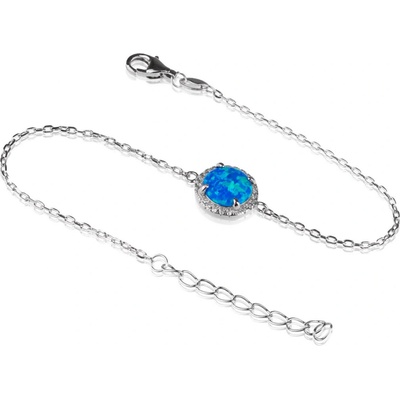 Meucci stříbrný náramek se syntetickým modrým opálem SB209