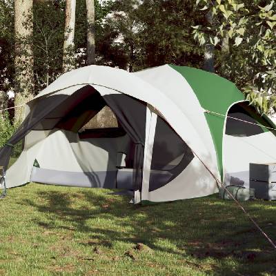 vidaXL Семейна палатка кабина, 6-местна, зелена, водоустойчива (94637)