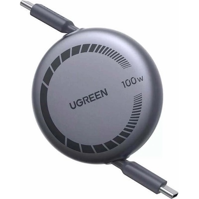 UGREEN Разтягащ се USB-C към USB-C кабел - Ugreen Nexode Retractable USB-C to USB-C PD Fast Charging Cable 100W (тъмносив) (100 см) (L531-65905)