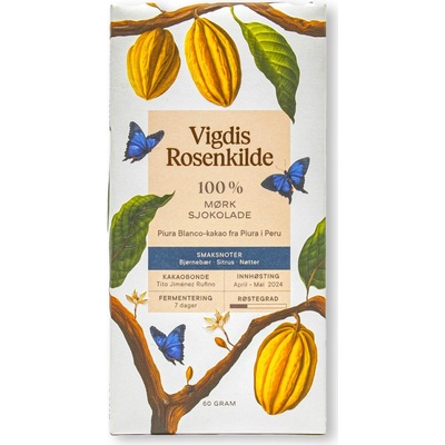 Vigdis Rosenkilde 100% hořká čokoláda Peru Piura Blanco 60 g