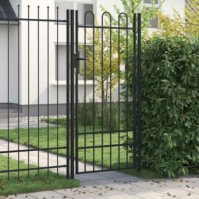 Zahradní branka s obloukem ocelová 1 x 2 m černá 769103