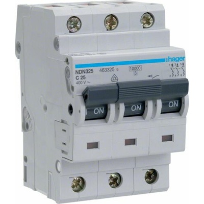 Hager 3P D 25A 10kA AC NDN325