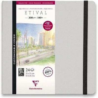 Akvarelové album Clairefontaine Etival Cold Pressed s pohledy, 21 x 21 cm, 24 listů, 300 g – Zboží Dáma