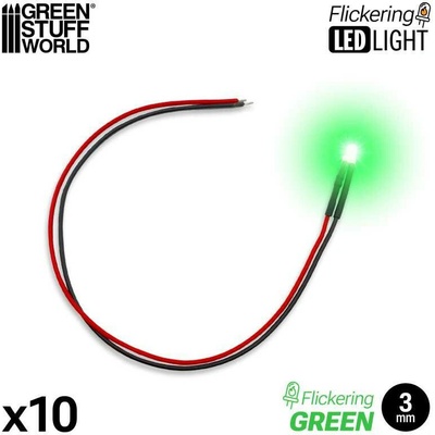Green Stuff World LED dioda blikající zelená 3mm 10 ks