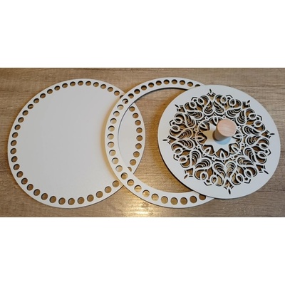 Set prstenec + dno + víko + knopka- dekor ŠEDÁ 20 cm typ 1
