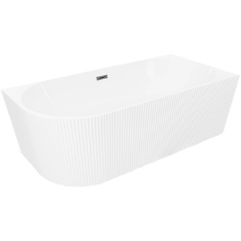 Mexen Silo свободностояща ъглова дясна оребрена вана 170 x 80 см, бяла, преливник gun gray четкан - 52891708000P-66 (52891708000P-66)