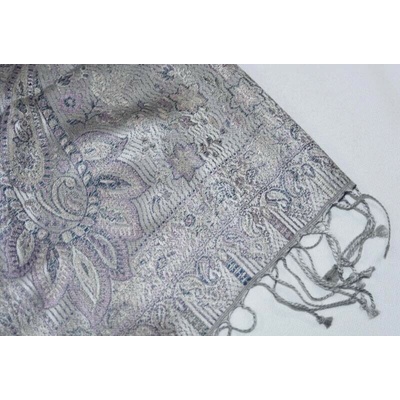 Hedvábná šála Jamawar malá šedá – Zboží Mobilmania