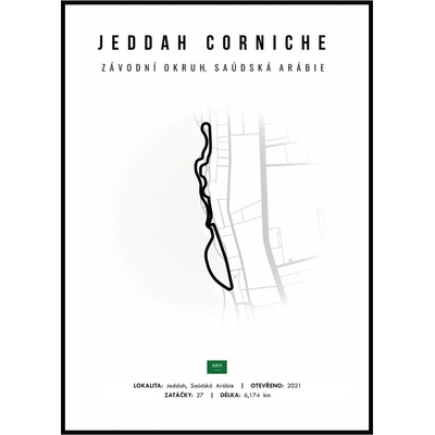 Jen tak z lásky Plakát Závodní okruhy Rozměr plakátu: 40 x 50 cm, Závodní okruh: Jeddah Corniche, Barevná varianta: Bílá