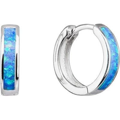 Evolution Group - Pavona Slušivé kruhové náušnice s modrými syntetickými opály 11402.1