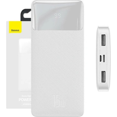 Baseus Външна батерия/power bank/ Baseus Bipow (PPBD050002), 10 000 mAh, 1x USB-C/1x USB Micro към 2x USB-A/1x USB-C, бяла, LED дисплей (PPBD050002)