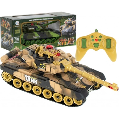 KIK RC tank T-80 No.9995 s dobíjecím packem USB+adaptér 2,4 GHz písková RTR 1:32