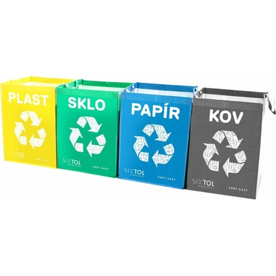 Sixtol Súprava Tašky na triedený odpad Sort Easy 4 Metal, 4 x 36 l, 4 ks