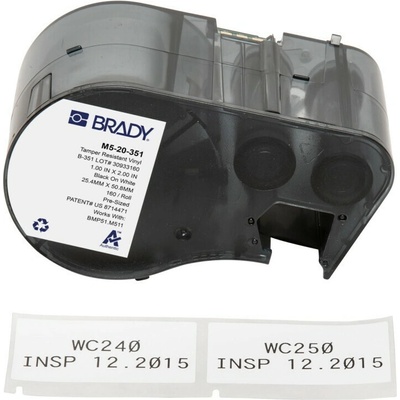 Brady M5-20-351 / 170857, 25.40 mm, Vinyl, čierna tlač / biely podklad