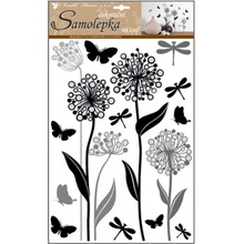 Anděl Samolepiaca dekorácia 10188 kvetiny s glitrami 41 x 29 cm
