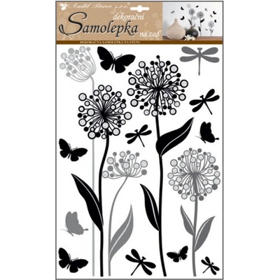 Anděl Samolepiaca dekorácia 10188 kvetiny s glitrami 41 x 29 cm