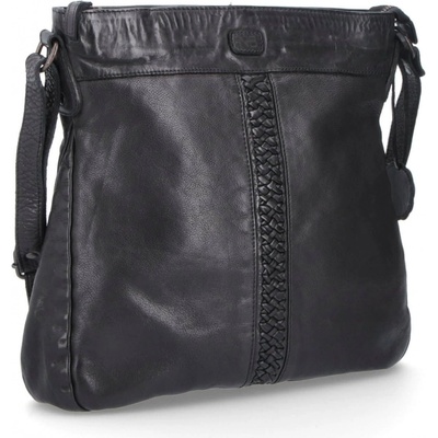 Noelia Bolger kožená crossbody kabelka s pleteným pruhom NB 2072 NB 2072 Čierna