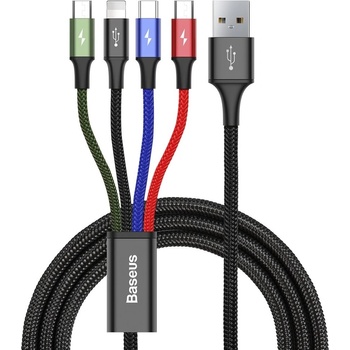 Baseus Kабел Baseus - 4 в 1, USB-А/USB-C/Lightning/2x Micro USB, 1.2 m, черен (CA1T4-C01_VZ)