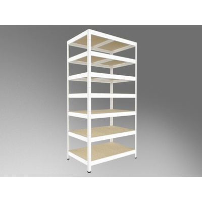 Biedrax Regál do domácnosti 35 x 60 x 240 cm, bílý, 7 polic OSB 10 mm, nosnost 200 kg na polici