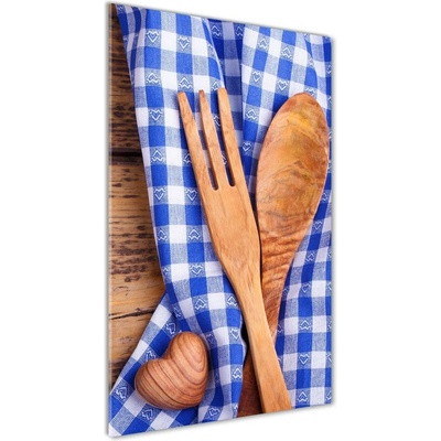 Vertikálny foto obraz sklo tvrdené Drevené príbory 50x100 cm