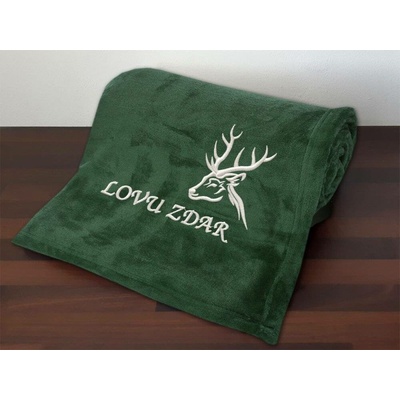 Povlečení Plus deka pro myslivce Hlava jelena + Lovu zdar zelená 150x200