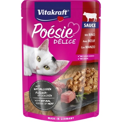 Vitakraft Poesie пауч за котки вкусен сос с истински парченца говеждо месо 85gr
