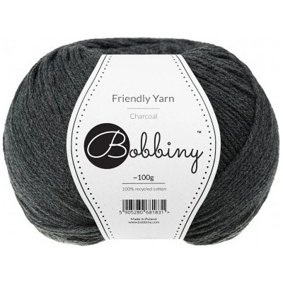 Bobbiny bavlněná příze FRIENDLY YARN 1,5mm charcoal