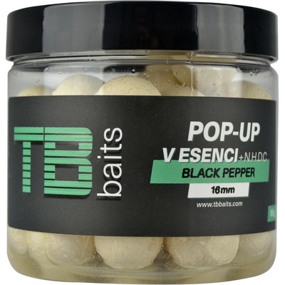 TB Baits Plávajúce Boilies Pop-Up White Black Pepper + NHDC 65g 16mm