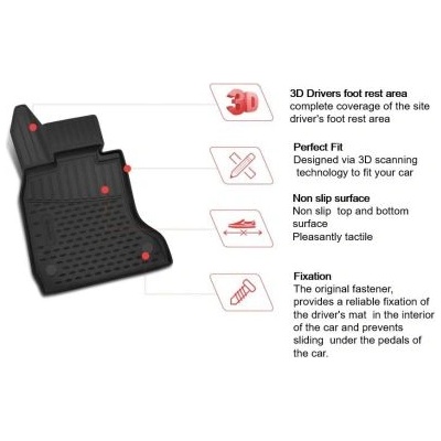 3D Гумени стелки за HONDA CR-V III (2007-2012) - сиви - 4pcs