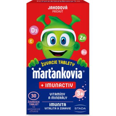 Marťankovia s Imunactivom cmúľacie tabliety príchuť jahoda 30 ks