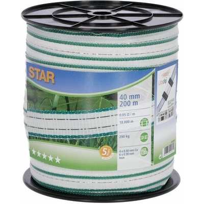 Ohradníková páska 40 mm 200 m STAR bílo-zelená