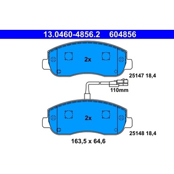 ATE Sada brzdových platničiek kotúčovej brzdy 13046048562