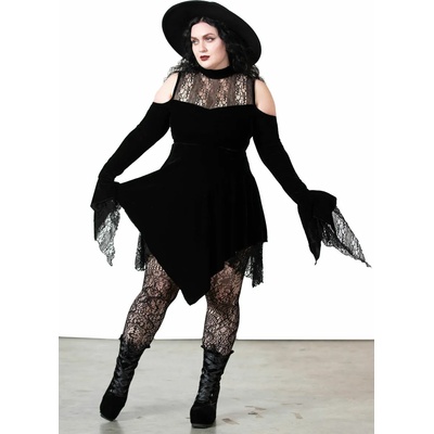 KILLSTAR дамска рокля KILLSTAR -Moonstera кадифе - Черен - KSRA005158