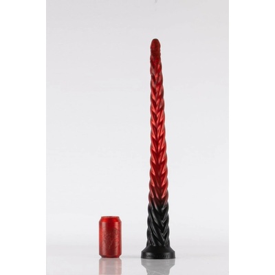 Twisted Beast Depths of Hell Demon Blood Ombre Large prémiové silikónové dildo s Vac-U-Lock prísavkou 58 x 2,7–6 cm