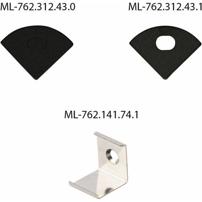 ML-761.312.43.3 Rohový hliníkový profil černý RS2 16x16mm včetně černého difuzoru 3 m
